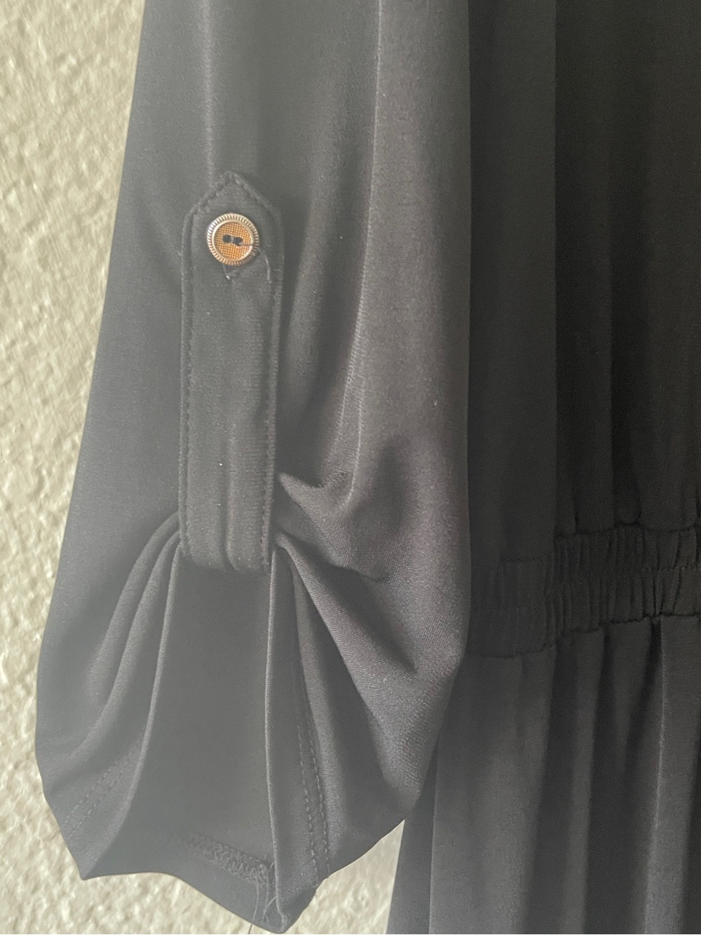 Ryan Michelle Classic Black Button-Front Maxi Dress with Decorative Waist Accent - Picture 5 of 9